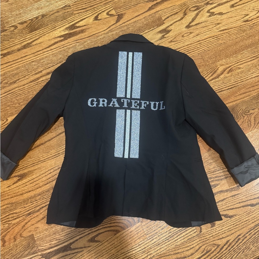 Black and Gray Blazer with Grateful Stripe Design